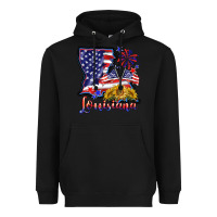 Black 4th of july  louisiana map Heavyweight Hoodie - BarkalooDesign