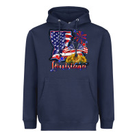 Navy 4th of july  louisiana map Heavyweight Hoodie - BarkalooDesign