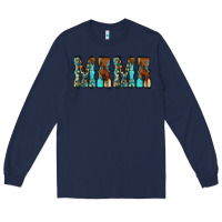 Navy Mama Turquoise Tooled Long Sleeve Tee - CowCowDesign