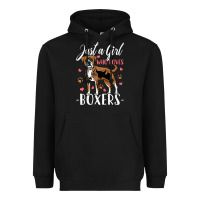 Black Kids Boxer Dog Just A Girl Who Loves Boxers Gift Heavyweight Hoodie - trangStudio