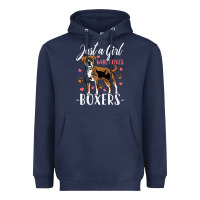 Navy Kids Boxer Dog Just A Girl Who Loves Boxers Gift Heavyweight Hoodie - trangStudio