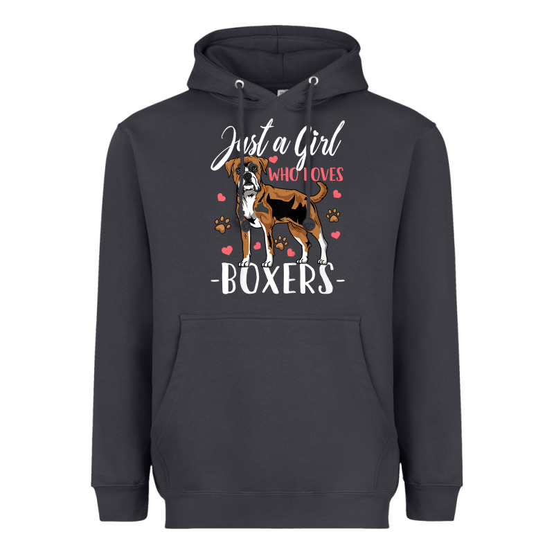 Kids Boxer Dog Just A Girl Who Loves Boxers Gift Heavyweight Hoodie by trangStudio | Teevron