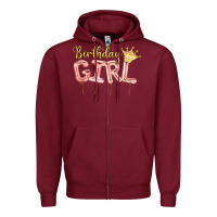 Burgundy Birthday girl balloon Zipper Hoodie - Artiststas