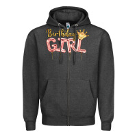 Charcoal Heather Birthday girl balloon Zipper Hoodie - Artiststas