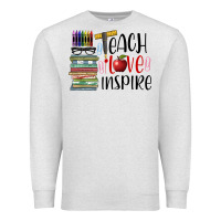 Oatmeal Heather teach love inspire Premium Sweatshirt - BarkalooDesign