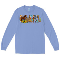 Colony Blue Cowgirl Horse Min Long Sleeve Tee - CowCowDesign