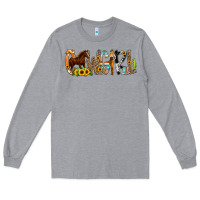 Heather Grey Cowgirl Horse Min Long Sleeve Tee - CowCowDesign
