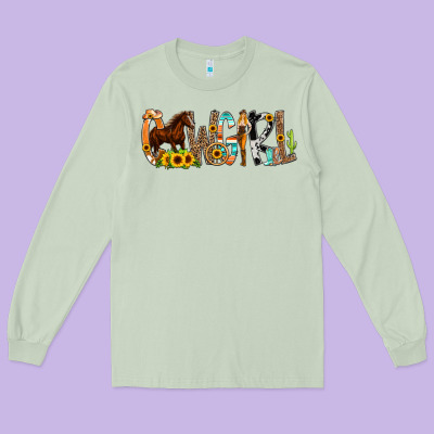 Cowgirl Horse Min Long Sleeve Tee Designed By Cowcowdesign