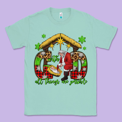 With God All Things Are Possible Santa Baby Jesus Classic Tee Designed By Jasminsmagicworld