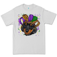 Dove Grey mardi gras hat dachshund puppy Premium Tee - RanaPortraitStore