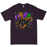Plum mardi gras hat dachshund puppy Premium Tee - RanaPortraitStore