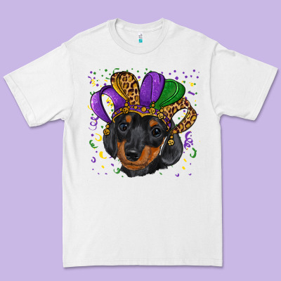 Mardi Gras Hat Dachshund Puppy Premium Tee Designed By Ranaportraitstore