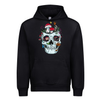 Black halloween skull collector mushrooms flowers and butterflies sweatshirt Urban Hoodie - trangStudio