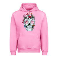 Fuchsia Pink halloween skull collector mushrooms flowers and butterflies sweatshirt Urban Hoodie - trangStudio