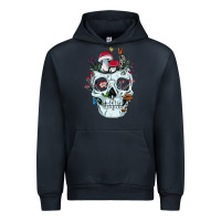 Navy halloween skull collector mushrooms flowers and butterflies sweatshirt Urban Hoodie - trangStudio