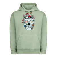 Pigment Oil Green halloween skull collector mushrooms flowers and butterflies sweatshirt Urban Hoodie - trangStudio