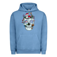 Pigment Pebble Blue halloween skull collector mushrooms flowers and butterflies sweatshirt Urban Hoodie - trangStudio