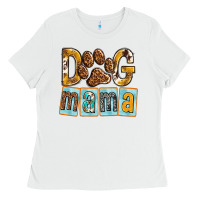 White Dog Mama with Paw Ladies Tee - texasbilliewilder