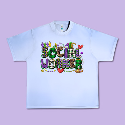 Social Worker Mardi Gras Cowgirl Urban Heavy Tee Designed By Cowgirlartshop