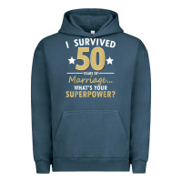 Pigment Midnight Navy 50 years of marriage superpower 50th wedding anniversary Urban Hoodie - trangStudio