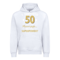 White 50 years of marriage superpower 50th wedding anniversary Urban Hoodie - trangStudio