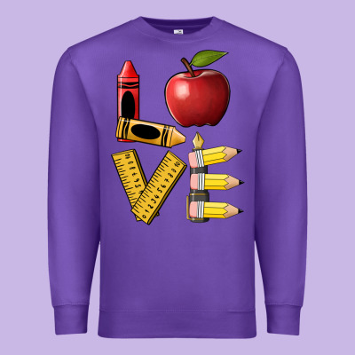Love Teacher Premium Sweatshirt Designed By Barkaloodesign