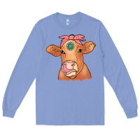 Colony Blue Cow  Turquoise Long Sleeve Tee - CowCowDesign