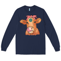 Navy Cow  Turquoise Long Sleeve Tee - CowCowDesign