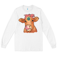 White Cow  Turquoise Long Sleeve Tee - CowCowDesign