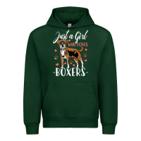 Forest Green Kids Boxer Dog Just A Girl Who Loves Boxers Gift Urban Hoodie - trangStudio