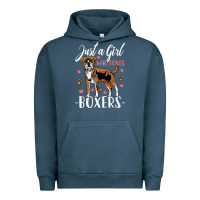 Pigment Midnight Navy Kids Boxer Dog Just A Girl Who Loves Boxers Gift Urban Hoodie - trangStudio