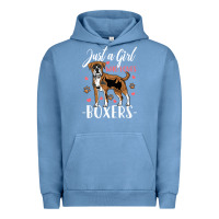 Pigment Pebble Blue Kids Boxer Dog Just A Girl Who Loves Boxers Gift Urban Hoodie - trangStudio