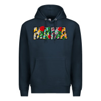 Navy floral animal print mama Premium Hoodie - CowhideDigitalArt