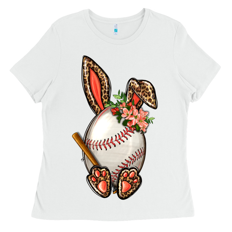 Baseball Easter Bunny Ladies Tee by NancyCooperArtShop | Teevron
