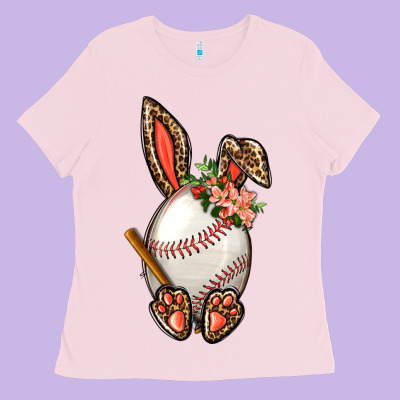 Baseball Easter Bunny Ladies Tee Designed By Nancycooperartshop