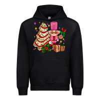 Black christmas tree cake and nutcracker with gifts ado Urban Hoodie - AdoDesignShop