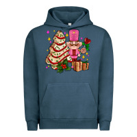 Pigment Midnight Navy christmas tree cake and nutcracker with gifts ado Urban Hoodie - AdoDesignShop