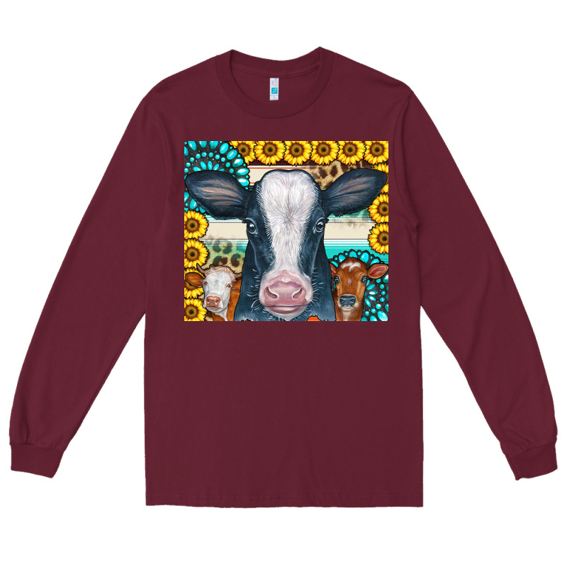 Cows Gemstone Sunflowers Tumbler Long Sleeve Tee by CowCowDesign | Teevron