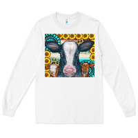 White Cows Gemstone Sunflowers Tumbler Long Sleeve Tee - CowCowDesign
