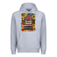 Heather Grey Western God Bless America 4th of July Premium Hoodie - LillyAllenDesigns
