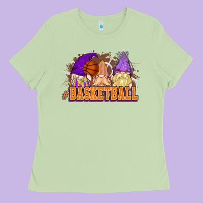 Basketball Gnomes Ladies Tee Designed By Nancycooperartshop