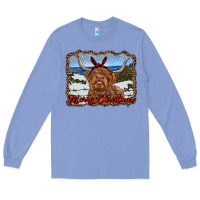 Colony Blue merry christmas highland cow with farm Long Sleeve Tee - RanaPortraitStore