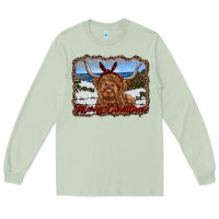 Matcha merry christmas highland cow with farm Long Sleeve Tee - RanaPortraitStore