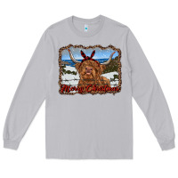 Moon Dust merry christmas highland cow with farm Long Sleeve Tee - RanaPortraitStore