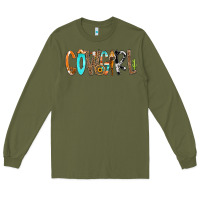 Army Green Cowgirl Min Long Sleeve Tee - CowCowDesign