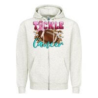 Oatmeal Heather Tackle Cancer Zipper Hoodie - Artiststas