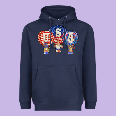 Usa Air Balloon Gnomies Heavyweight Hoodie Designed By Barkaloodesign