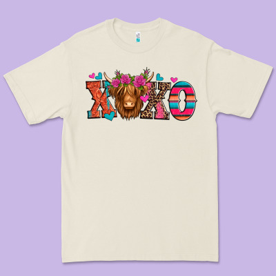Xoxo Valentine's Day Highland Cow Premium Tee Designed By Jasminsmagicworld