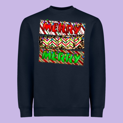 Merry Merry Merry Heavyweight Sweatshirt Designed By Cowhidedigitalart