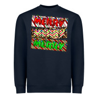 Navy merry merry merry Heavyweight Sweatshirt - CowhideDigitalArt